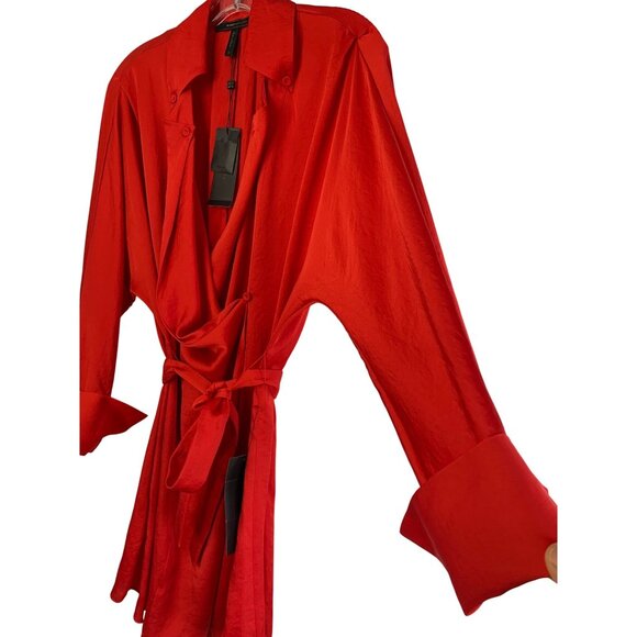 BCBG Maxazria Diane Red Shirt Dress Size S Long Sleeve NWT $248 - Picture 6 of 15